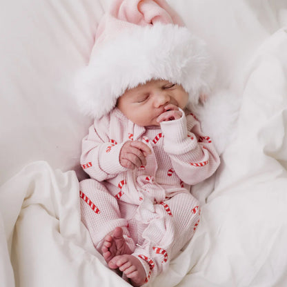 Frill Zip Romper | Pink Candy Cane Waffle