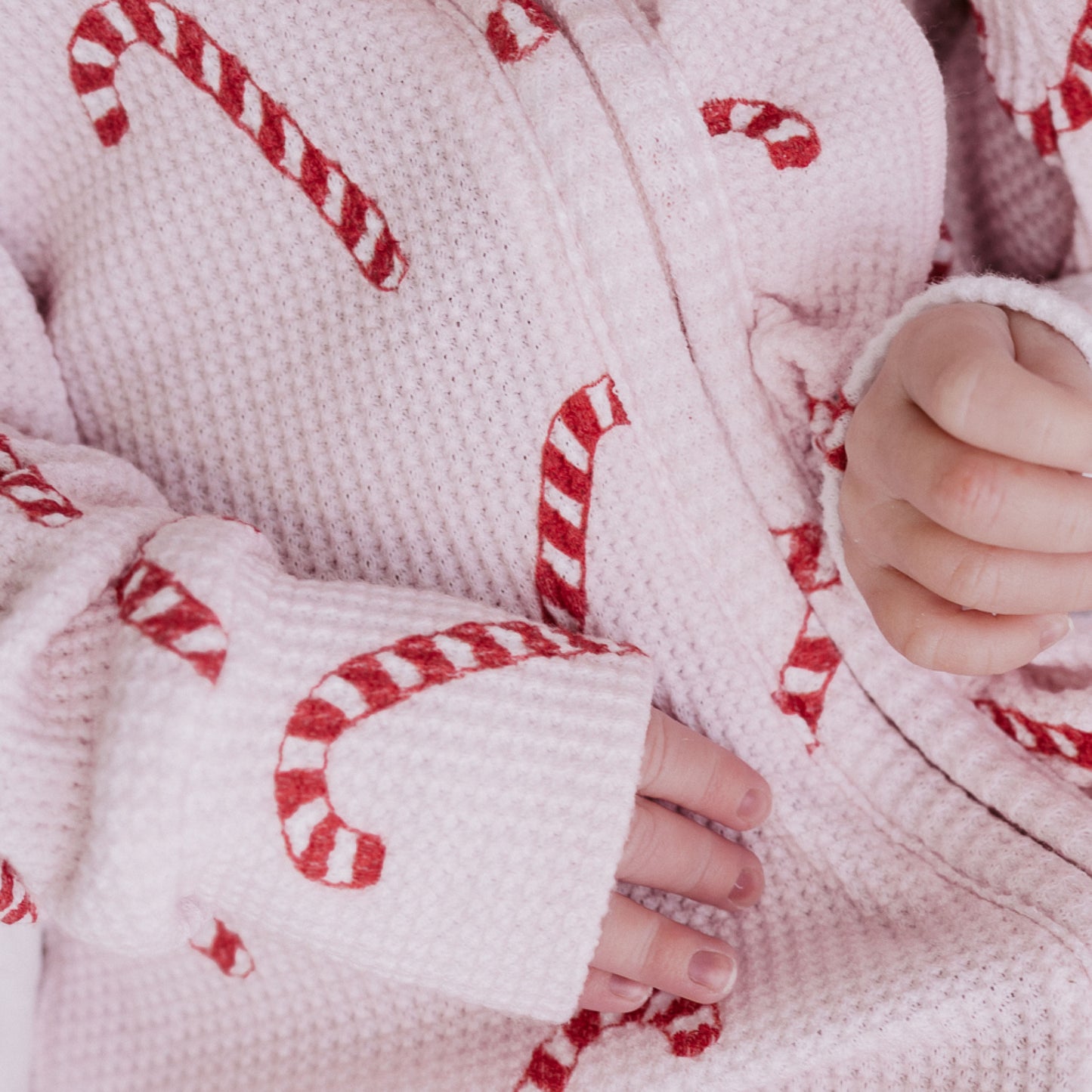 Frill Zip Romper | Pink Candy Cane Waffle