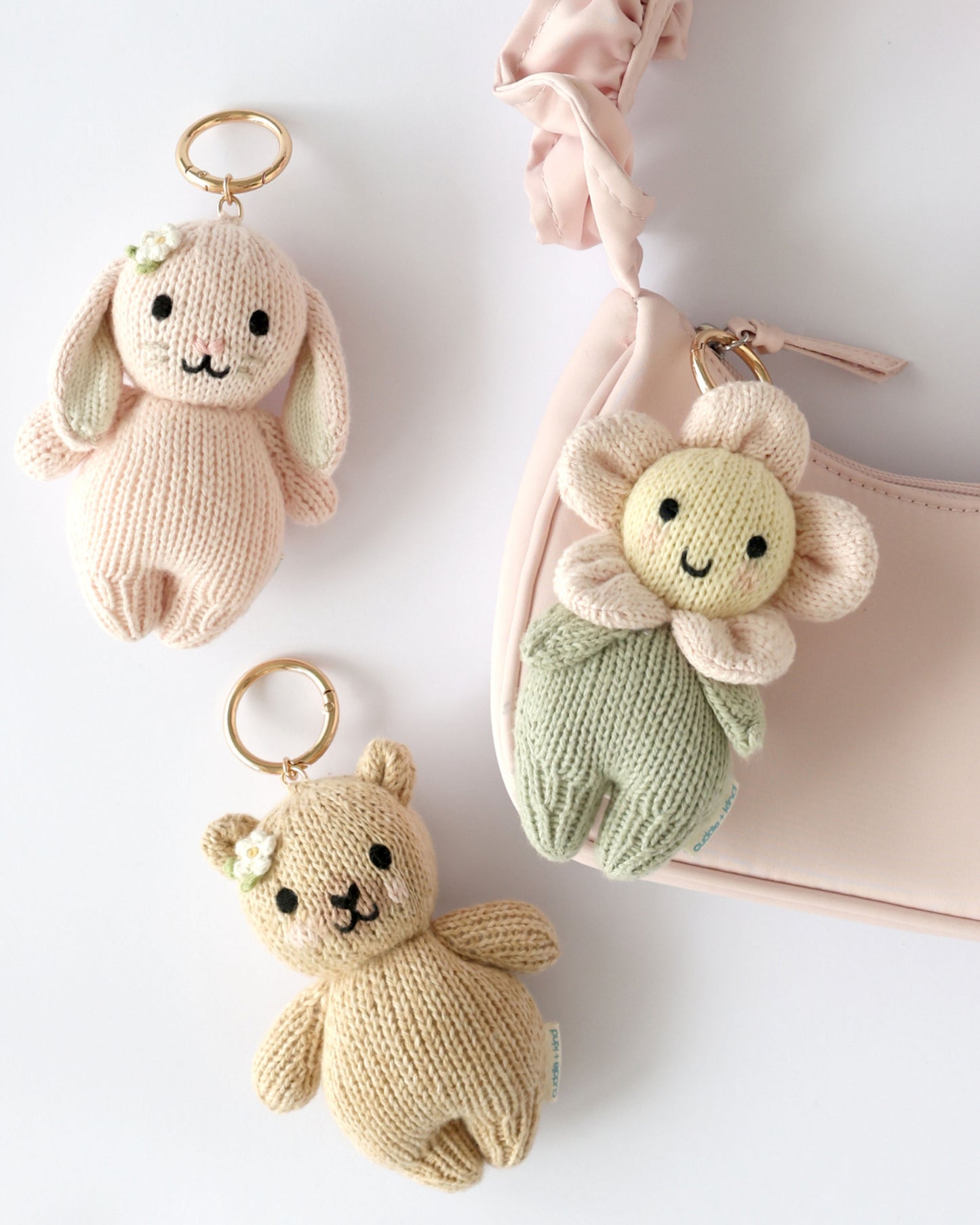 Baby honey bear (floral) bag charm