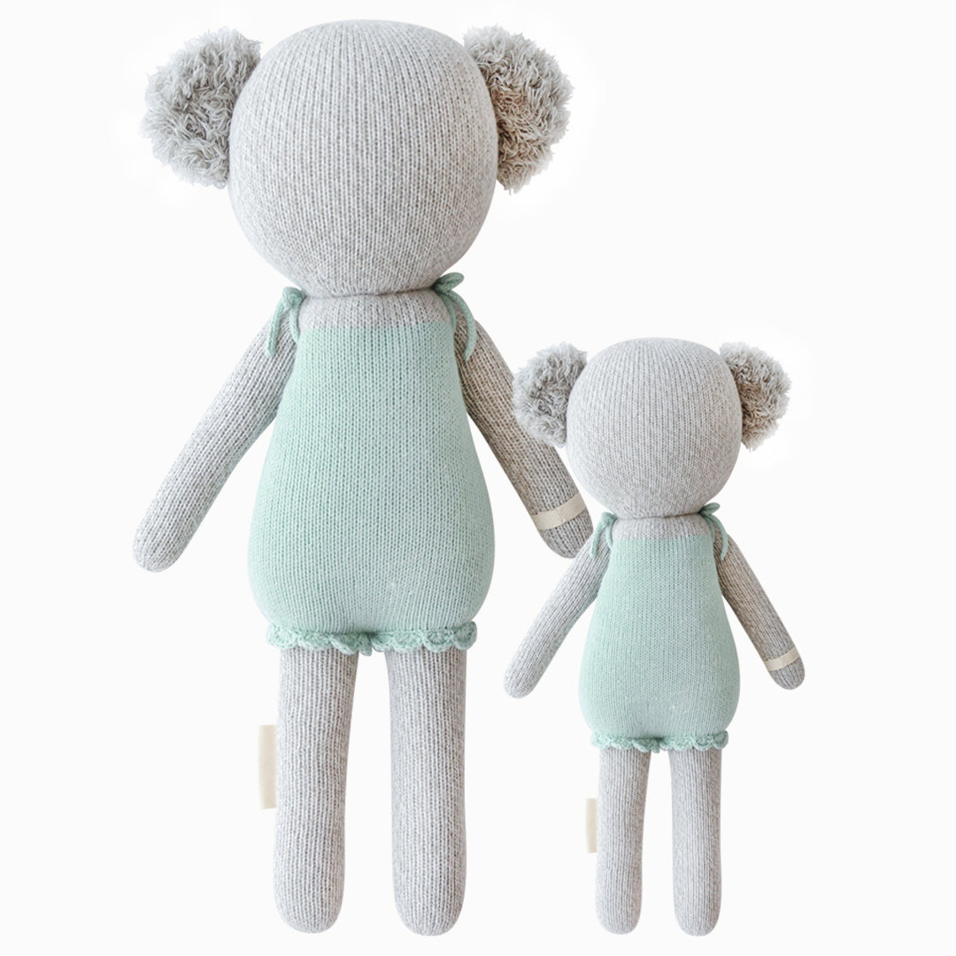 Cuddle and kind doll Claire the koala in the regular and little sizes, shown from the back.